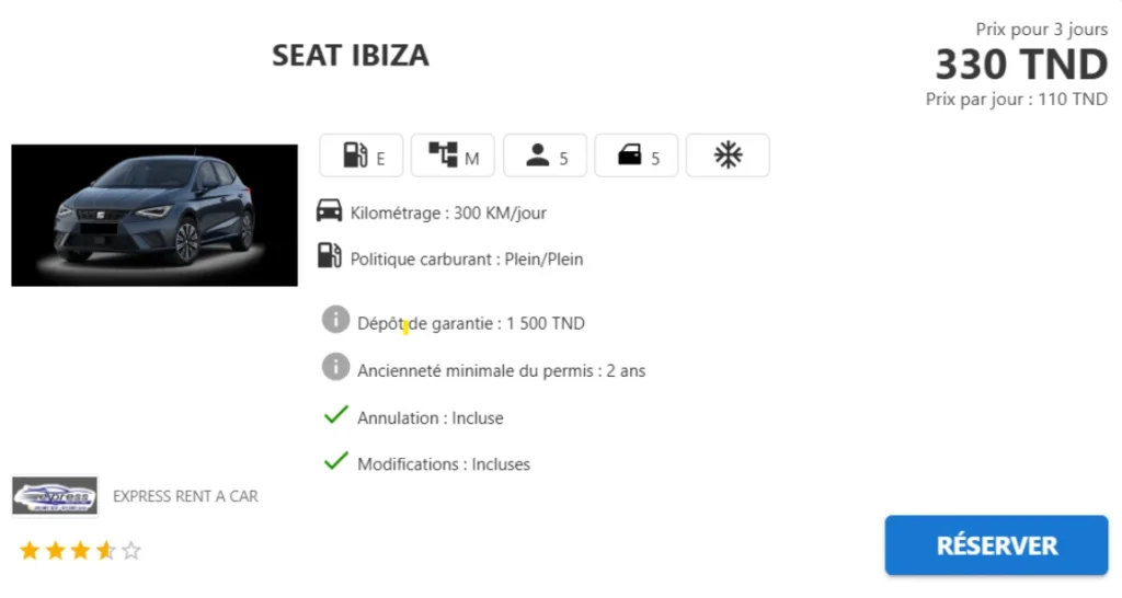 Seat Ibiza (Agence Express Rent A Car)