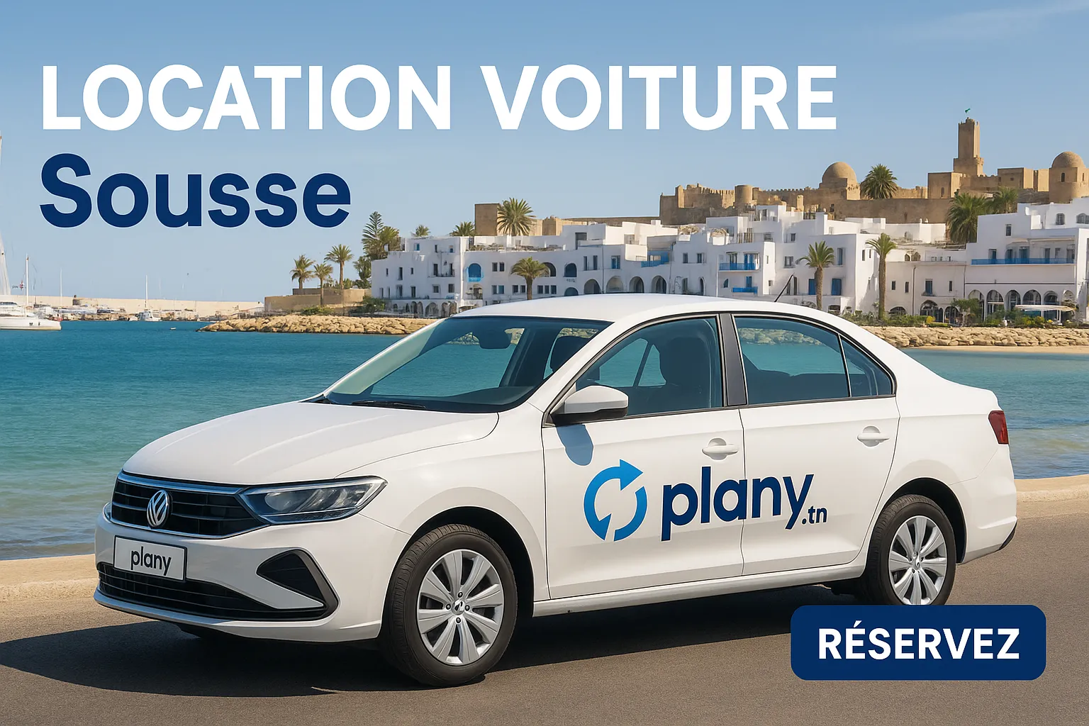 Voiture de location Plany à Sousse près du port El Kantaoui en Tunisie